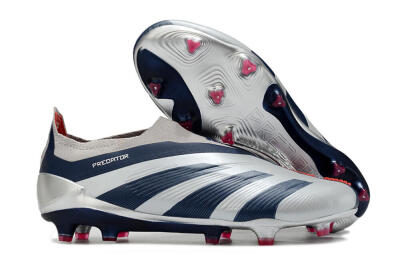 Adidas Predator Accuracy+ Laceless FG Firm Ground Soccer Cleats - Silver/Blue/Red