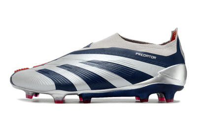 Adidas Predator Accuracy+ Laceless FG Firm Ground Soccer Cleats - Silver/Blue/Red