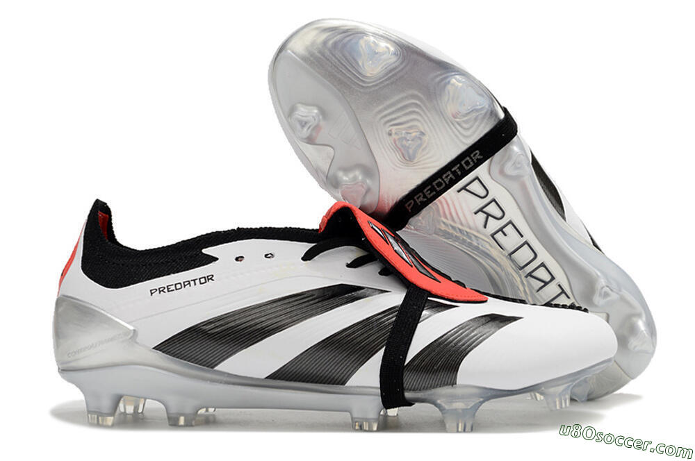 Adidas Predator Elite Foldover Tongue FG Firm Ground Soccer Cleats - White/Black/Red 1
