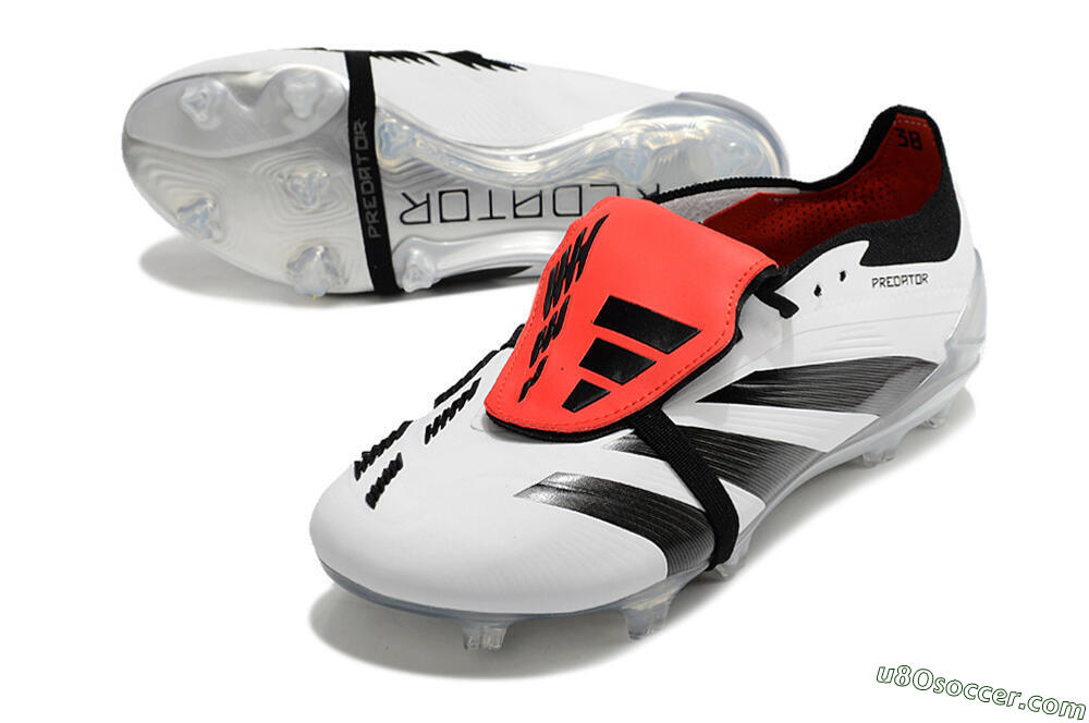 Adidas Predator Elite Foldover Tongue FG Firm Ground Soccer Cleats - White/Black/Red 3