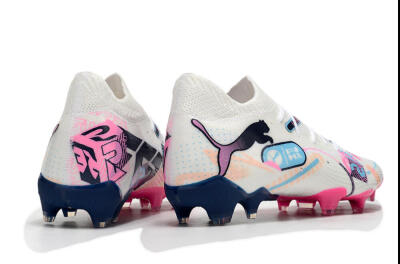 Puma Future Ultimate FG Firm Ground Soccer Cleats - White/Blue/Black/Pink