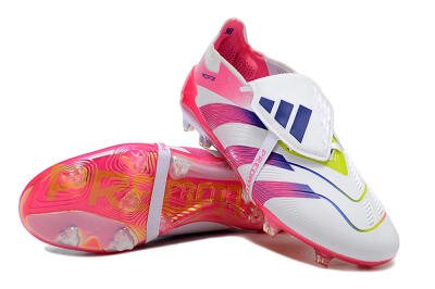 Adidas Predator Accuracy+ Laceless FG Firm Ground Soccer Cleats - White/Pink/Purple