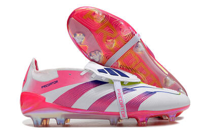 Adidas Predator Accuracy+ Laceless FG Firm Ground Soccer Cleats - White/Pink/Purple