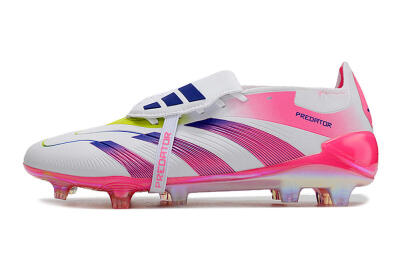 Adidas Predator Accuracy+ Laceless FG Firm Ground Soccer Cleats - White/Pink/Purple