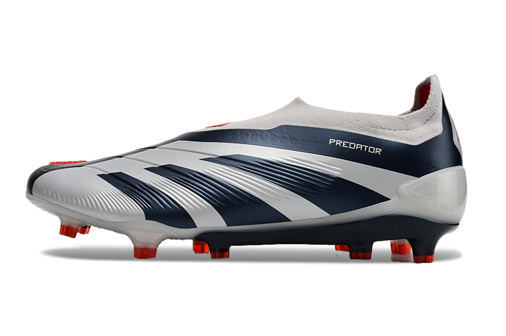 Adidas Predator Accuracy+ Laceless FG Firm Ground Soccer Cleats - Silver/Blue/Red 2