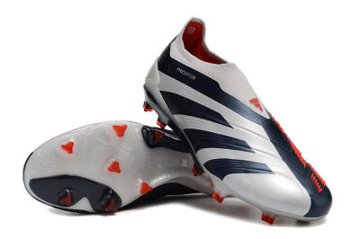Adidas Predator Accuracy+ Laceless FG Firm Ground Soccer Cleats - Silver/Blue/Red