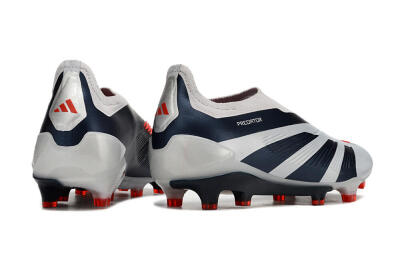 Adidas Predator Accuracy+ Laceless FG Firm Ground Soccer Cleats - Silver/Blue/Red