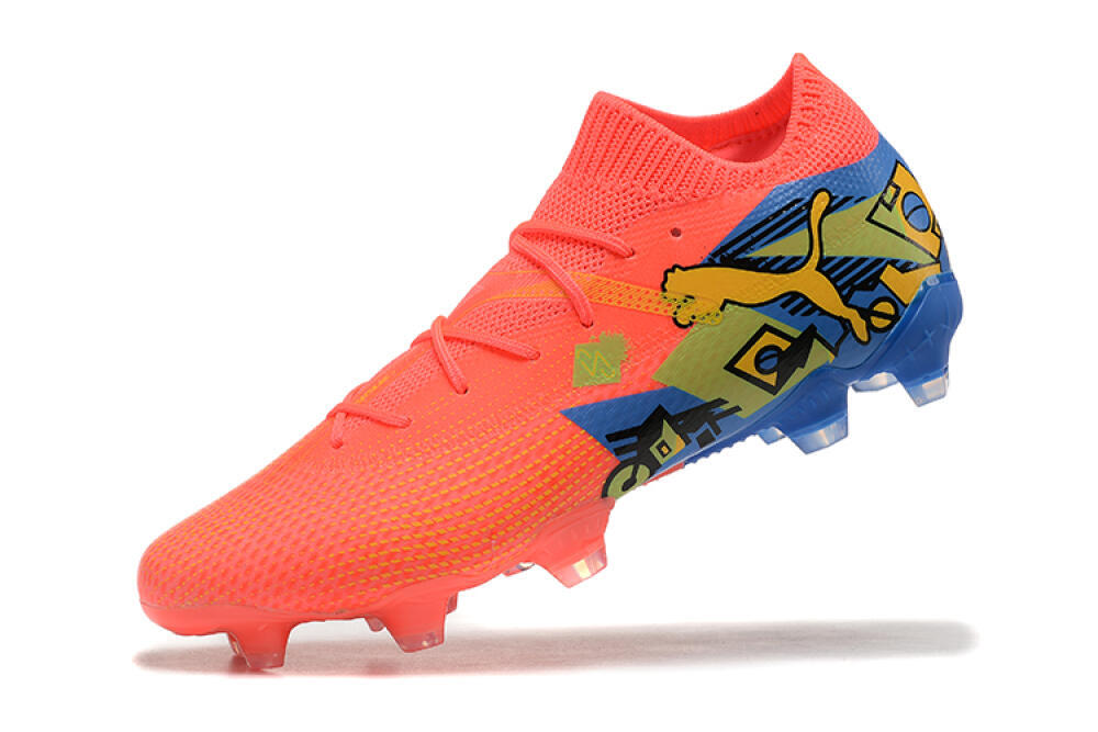 Puma Future Ultimate FG Firm Ground Soccer Cleats - Red/Blue/Yellow 8