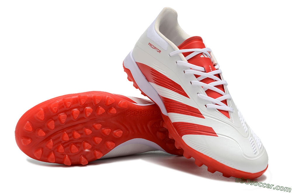 Adidas Predator 24 Elite TF Artificial Turf Soccer Shoes - Beige/Red/White 3