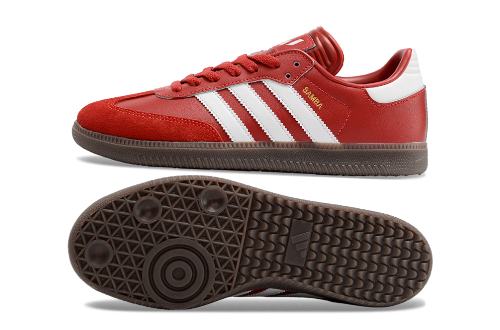 Adidas Samba Messi Indoor TF Artificial Turf Soccer Shoes - Red/White/Brown 0