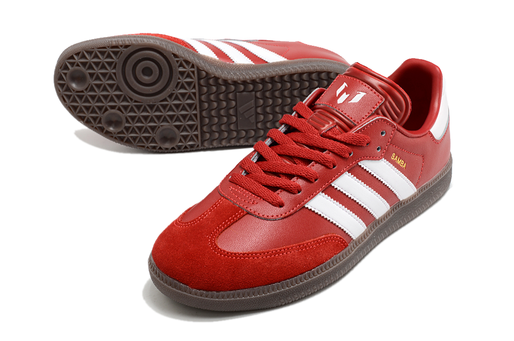 Adidas Samba Messi Indoor TF Artificial Turf Soccer Shoes - Red/White/Brown 3