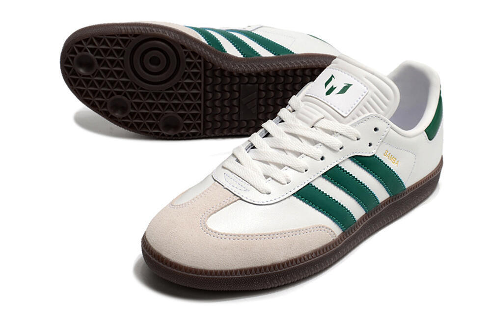 Adidas Samba Messi Indoor TF Artificial Turf Soccer Shoes - Grey/White/Green 3