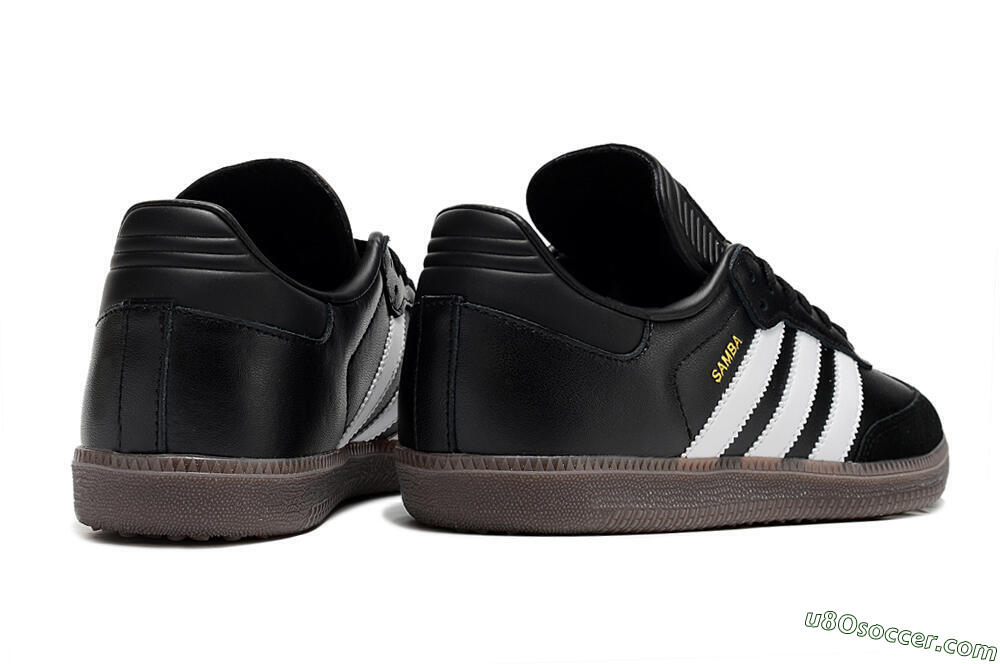 Adidas Samba Messi Indoor TF Artificial Turf Soccer Shoes - Black/White/Brown 6