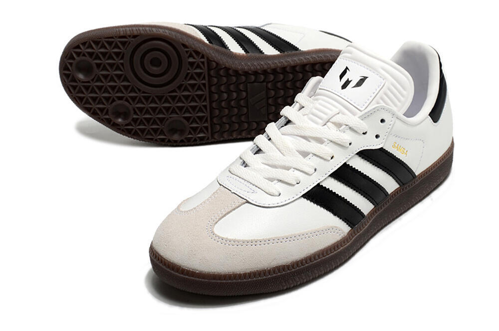 Adidas Samba Messi Indoor TF Artificial Turf Soccer Shoes - Grey/White/Black 3