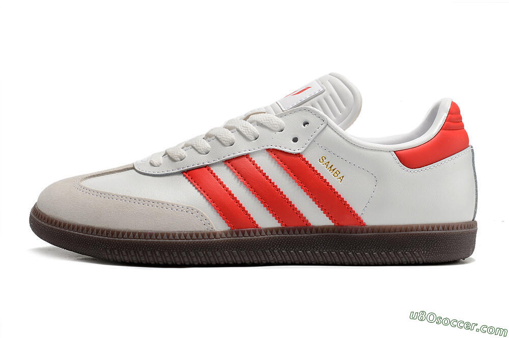 Adidas Samba Messi Indoor TF Artificial Turf Soccer Shoes - Grey/White/Red 2