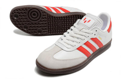 Adidas Samba Messi Indoor TF Artificial Turf Soccer Shoes - Grey/White/Red