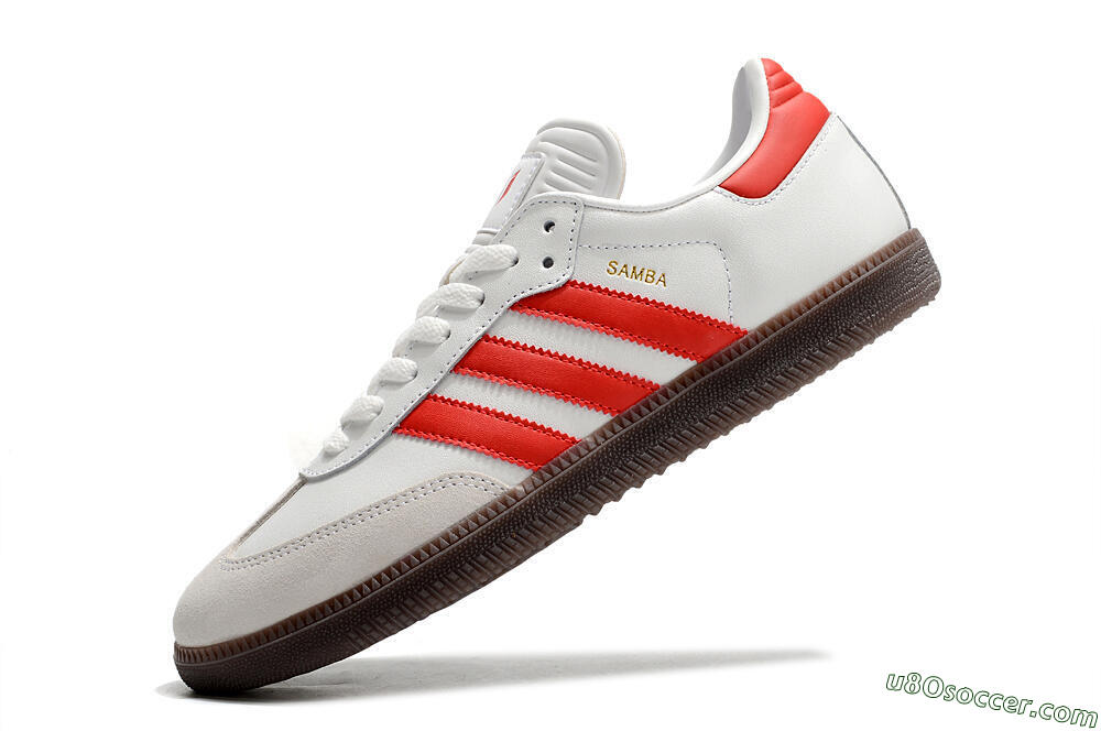 Adidas Samba Messi Indoor TF Artificial Turf Soccer Shoes - Grey/White/Red 5