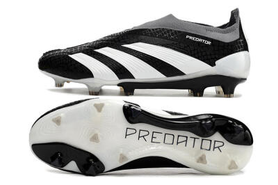 Adidas Predator Accuracy+ Laceless FG Firm Ground Soccer Cleats - Black/White/Grey