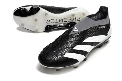 Adidas Predator Accuracy+ Laceless FG Firm Ground Soccer Cleats - Black/White/Grey
