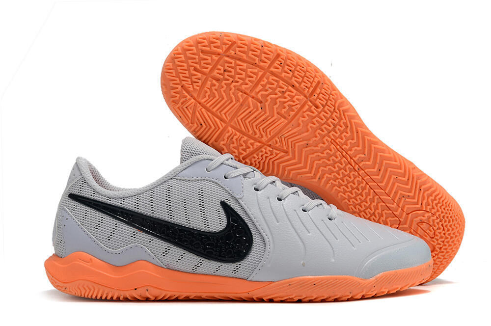 Nike Tiempo Legend 10 Elite IC Indoor & Futsal Soccer Shoes - Grey/Black/Orange 1