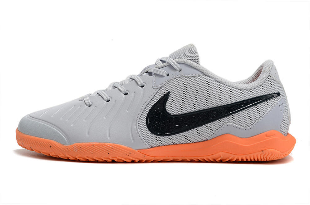Nike Tiempo Legend 10 Elite IC Indoor & Futsal Soccer Shoes - Grey/Black/Orange 2