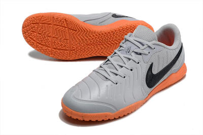 Nike Tiempo Legend 10 Elite IC Indoor & Futsal Soccer Shoes - Grey/Black/Orange