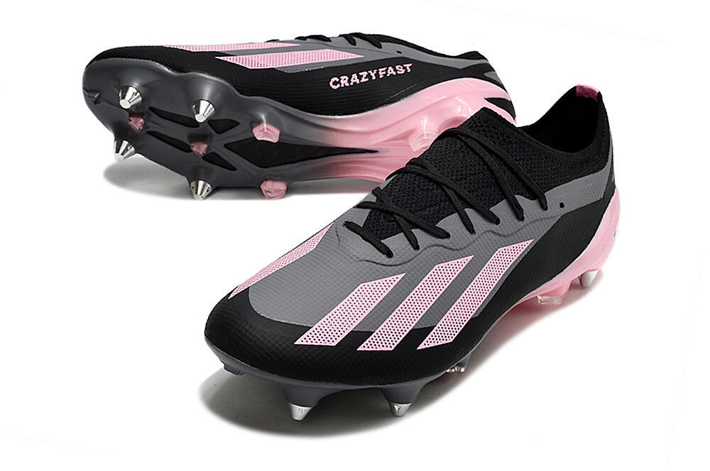 Adidas X Crazyfast.1 SG Soft Ground Soccer Cleats - Black/Pink/Grey 3