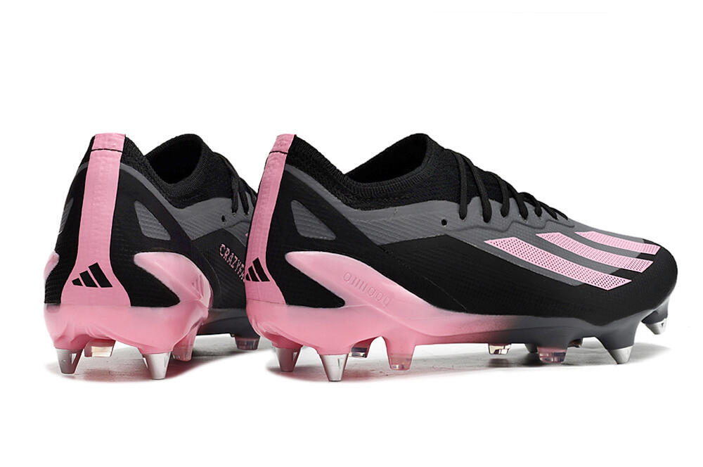 Adidas X Crazyfast.1 SG Soft Ground Soccer Cleats - Black/Pink/Grey 6