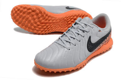 Nike Tiempo Legend 10 Elite TF Artificial Turf Soccer Shoes - Grey/Black/Orange