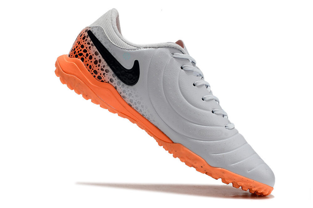 Nike Tiempo Legend 10 Elite TF Artificial Turf Soccer Shoes - Grey/Black/Orange 4