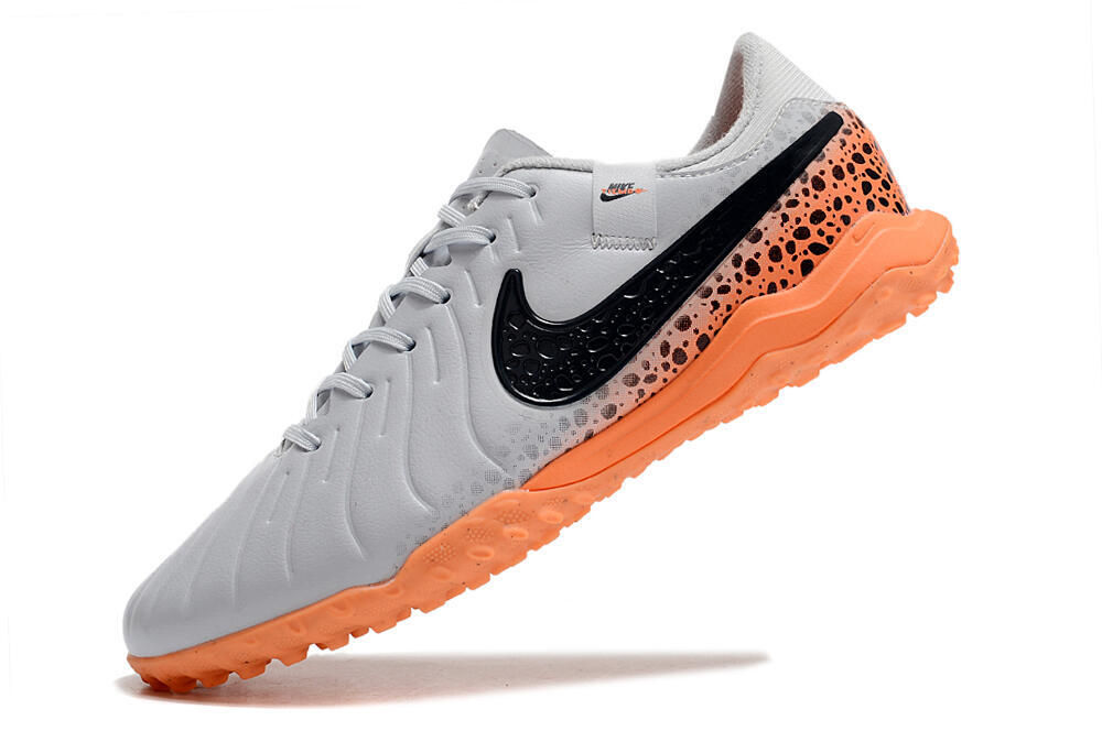 Nike Tiempo Legend 10 Elite TF Artificial Turf Soccer Shoes - Grey/Black/Orange 5