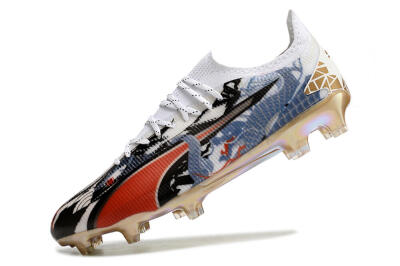 Puma Ultra Ultimate FG Firm Ground Soccer Cleats - White/Black/Red/Blue