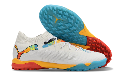 Puma Future Ultimate TF Artificial Turf Soccer Shoes - White/Blue/Yellow/Red