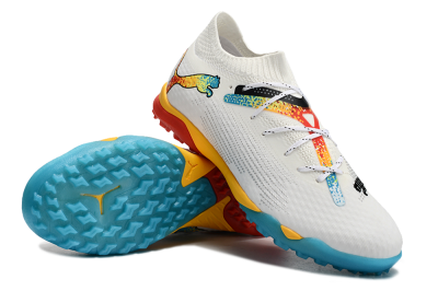 Puma Future Ultimate TF Artificial Turf Soccer Shoes - White/Blue/Yellow/Red
