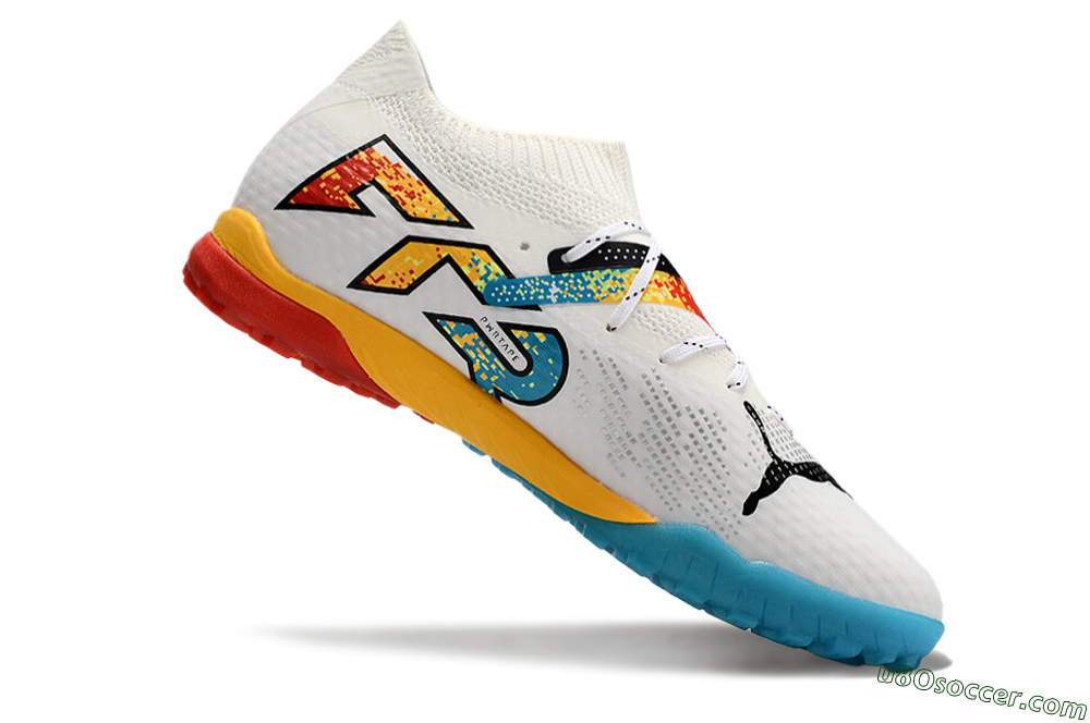 Puma Future Ultimate TF Artificial Turf Soccer Shoes - White/Blue/Yellow/Red 4