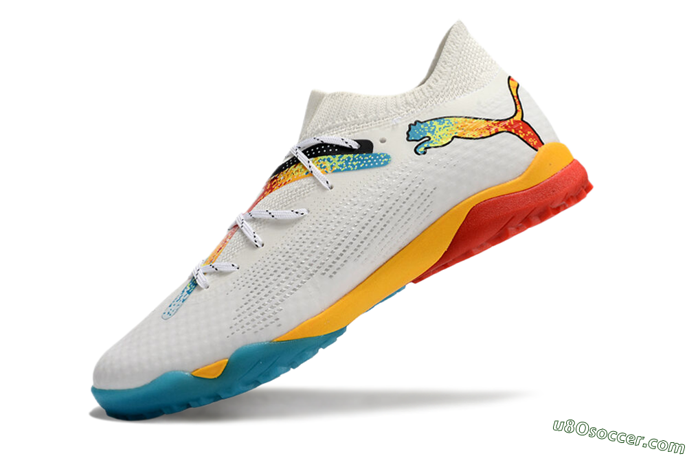 Puma Future Ultimate TF Artificial Turf Soccer Shoes - White/Blue/Yellow/Red 5