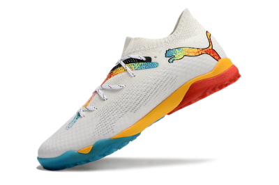 Puma Future Ultimate TF Artificial Turf Soccer Shoes - White/Blue/Yellow/Red
