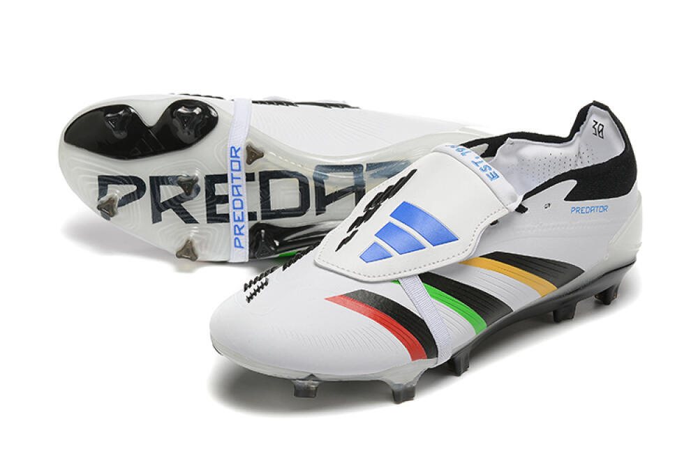 Adidas Predator Elite Foldover Tongue FG Firm Ground Soccer Cleats - White/Rainbow 3
