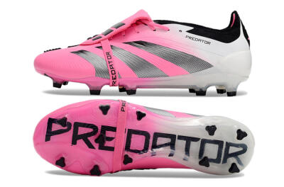 Adidas Predator Elite Foldover Tongue FG Firm Ground Soccer Cleats - Pink/Grey/White