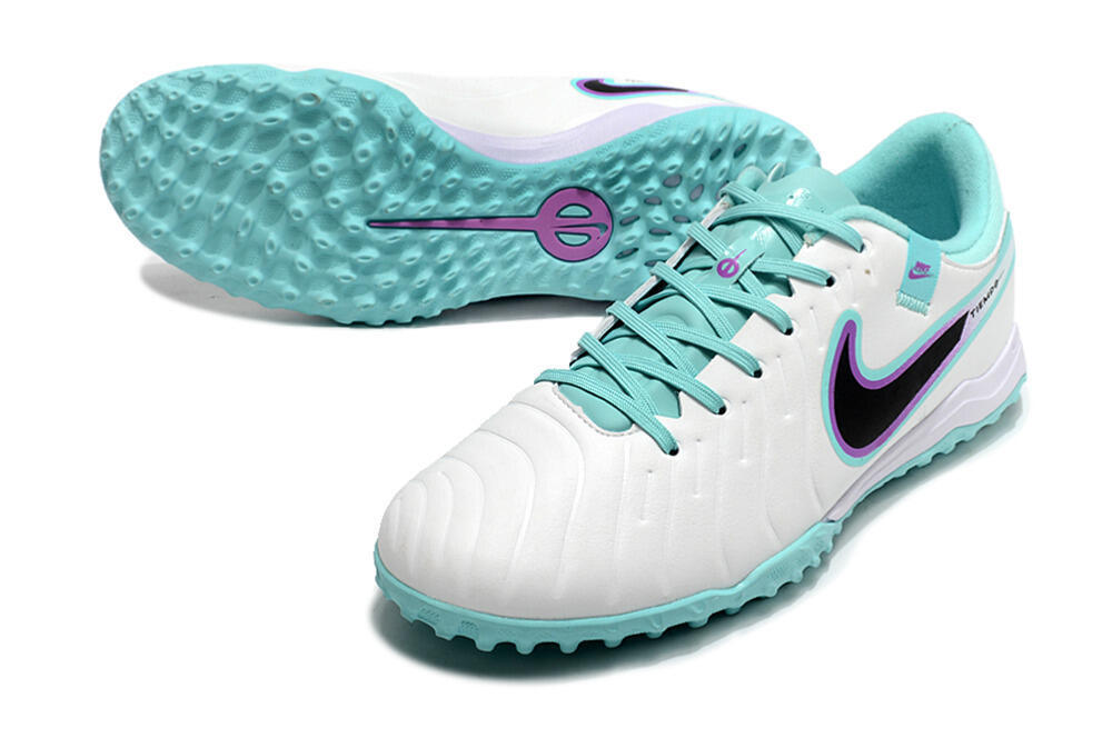 Nike Tiempo Legend 10 Elite TF Artificial Turf Soccer Shoes - White/Blue/Purple 3