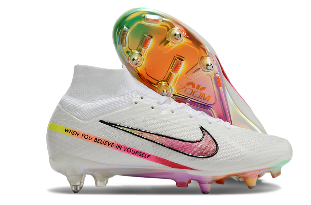Nike Air Zoom Mercurial Superfly 9 Elite SG Soft Ground Soccer Cleats - White/Pink/Black 1