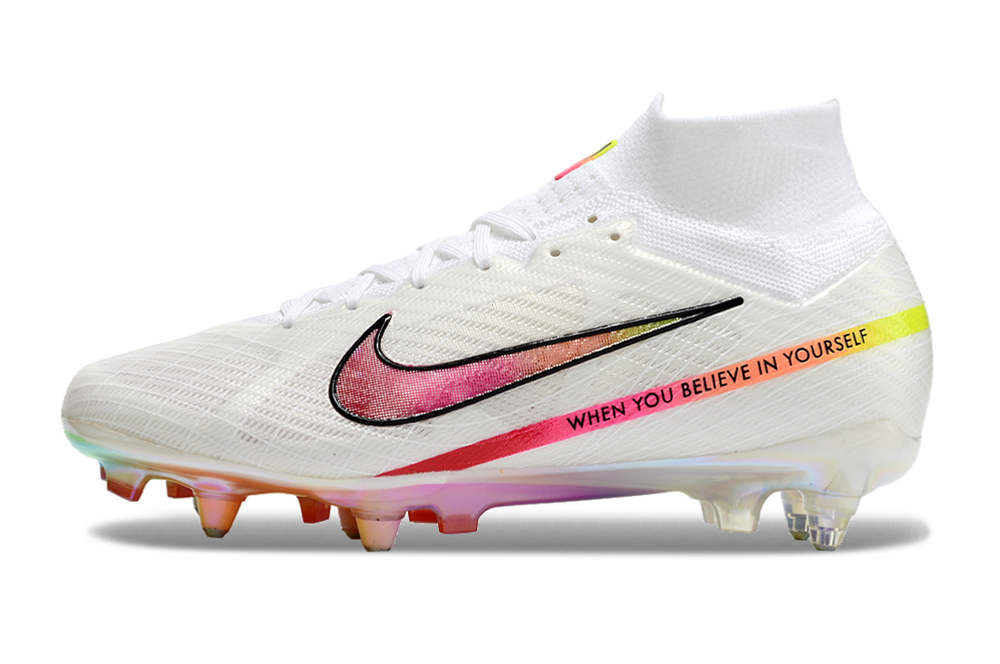 Nike Air Zoom Mercurial Superfly 9 Elite SG Soft Ground Soccer Cleats - White/Pink/Black 2