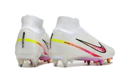 Nike Air Zoom Mercurial Superfly 9 Elite SG Soft Ground Soccer Cleats - White/Pink/Black