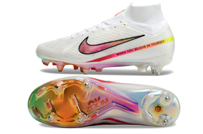 Nike Air Zoom Mercurial Superfly 9 Elite SG Soft Ground Soccer Cleats - White/Pink/Black
