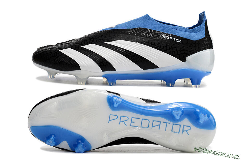 Adidas Predator Accuracy+ Laceless FG Firm Ground Soccer Cleats - Black/White/Blue 0