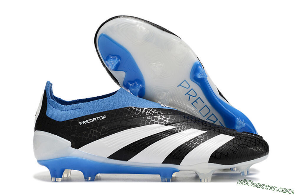 Adidas Predator Accuracy+ Laceless FG Firm Ground Soccer Cleats - Black/White/Blue 1