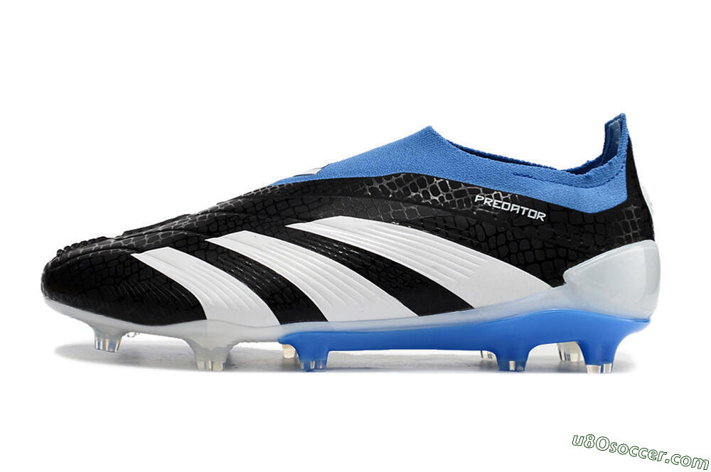 Adidas Predator Accuracy+ Laceless FG Firm Ground Soccer Cleats - Black/White/Blue 2