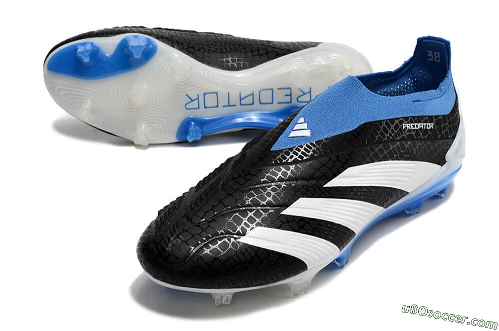 Adidas Predator Accuracy+ Laceless FG Firm Ground Soccer Cleats - Black/White/Blue 3