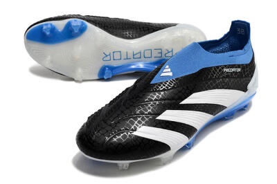 Adidas Predator Accuracy+ Laceless FG Firm Ground Soccer Cleats - Black/White/Blue