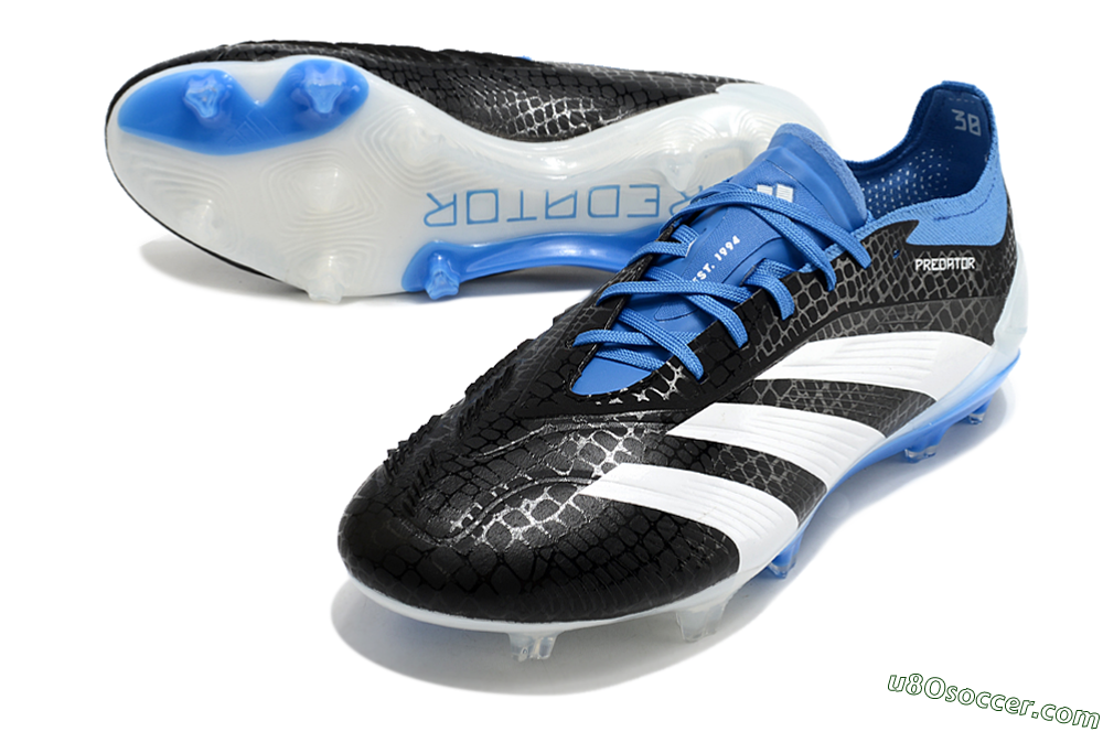 Adidas Predator Accuracy+ FG Firm Ground Soccer Cleats - Black/White/Blue 2